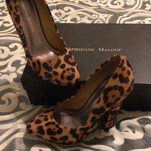 Leopard Calf hair platform pumps Sz 7
